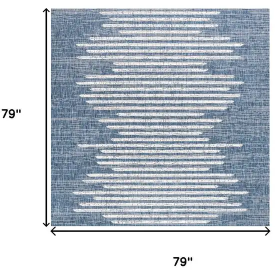 6' Blue And Ivory Square Striped Indoor Outdoor Area Rug Photo 8