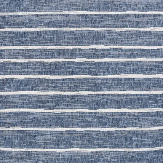 6' Blue And Ivory Square Striped Indoor Outdoor Area Rug Photo 1
