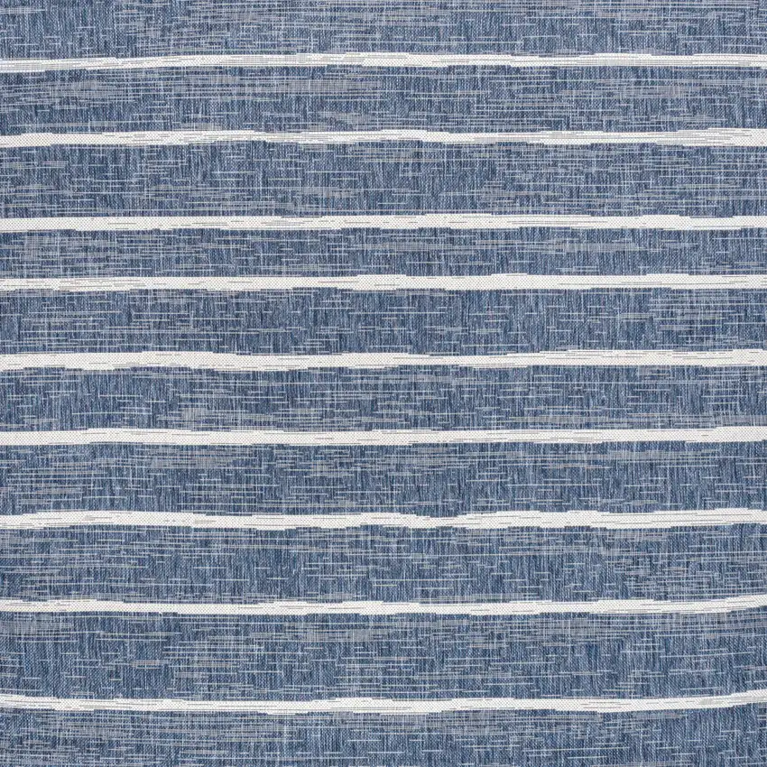6' Blue And Ivory Square Striped Indoor Outdoor Area Rug Photo 1