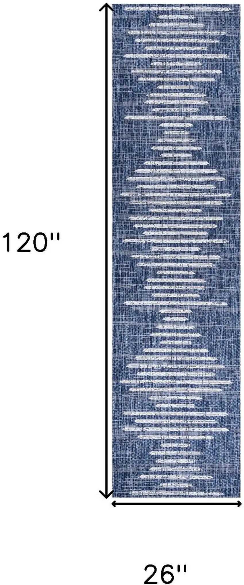 10' Blue And Ivory Striped Indoor Outdoor Runner Rug Photo 3