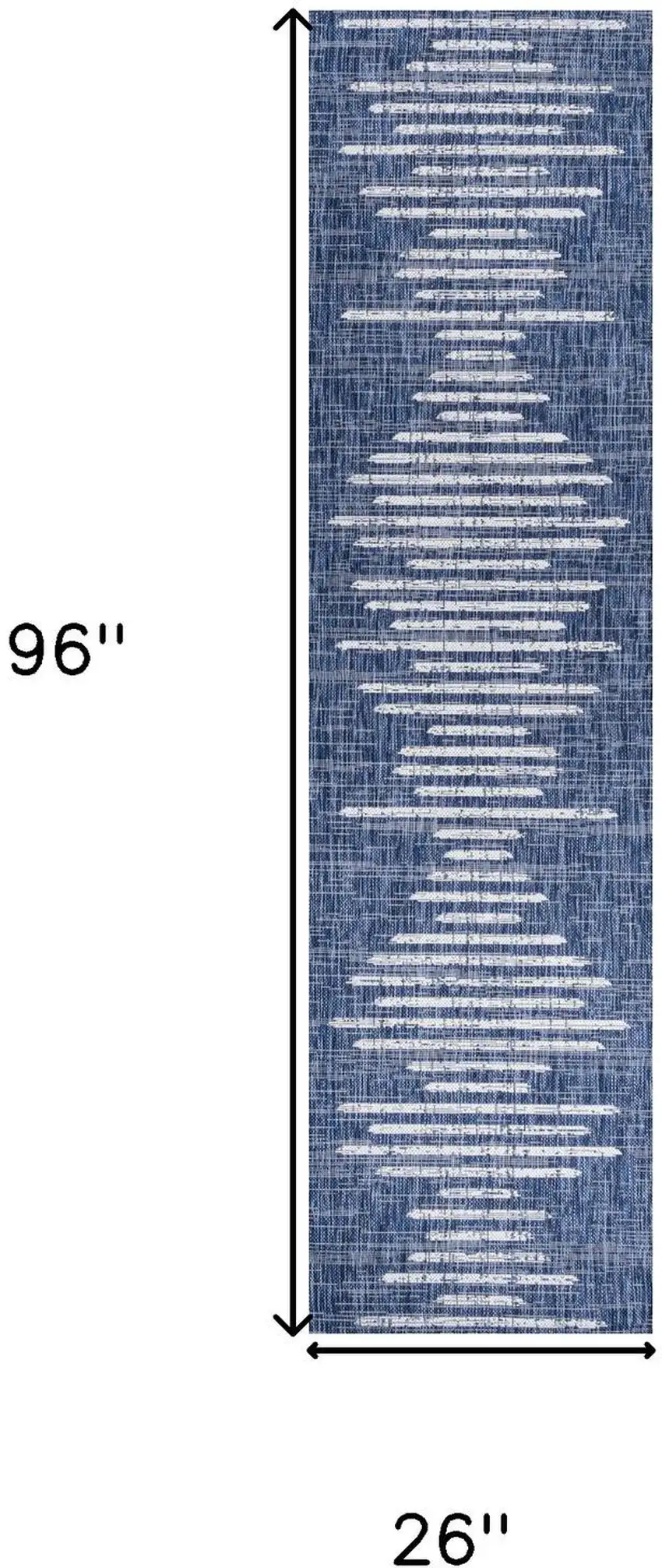 8' Blue And Ivory Striped Indoor Outdoor Runner Rug Photo 3