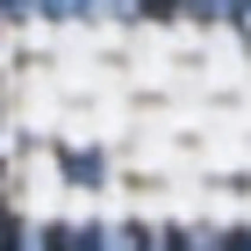 8' Blue And Ivory Striped Indoor Outdoor Runner Rug Photo 5