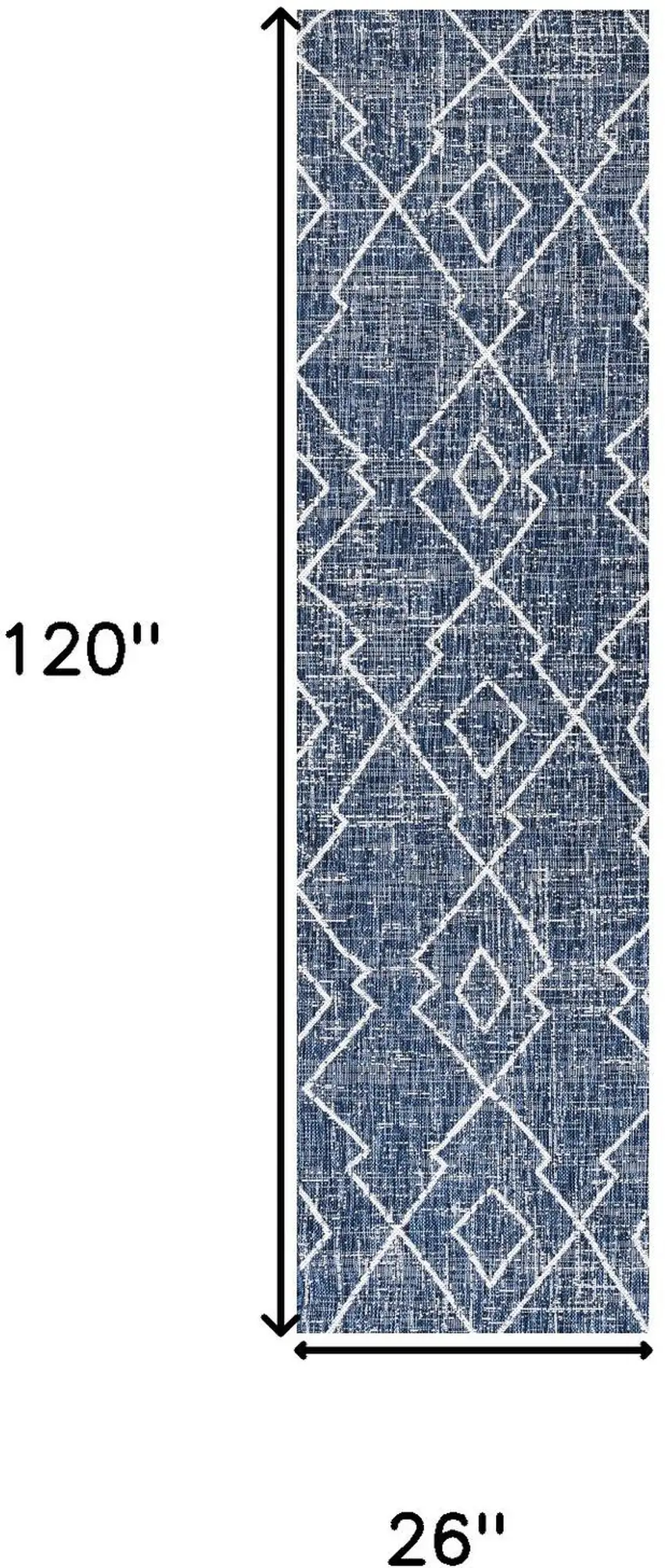 10' Blue And Ivory Trellis Indoor Outdoor Runner Rug Photo 3
