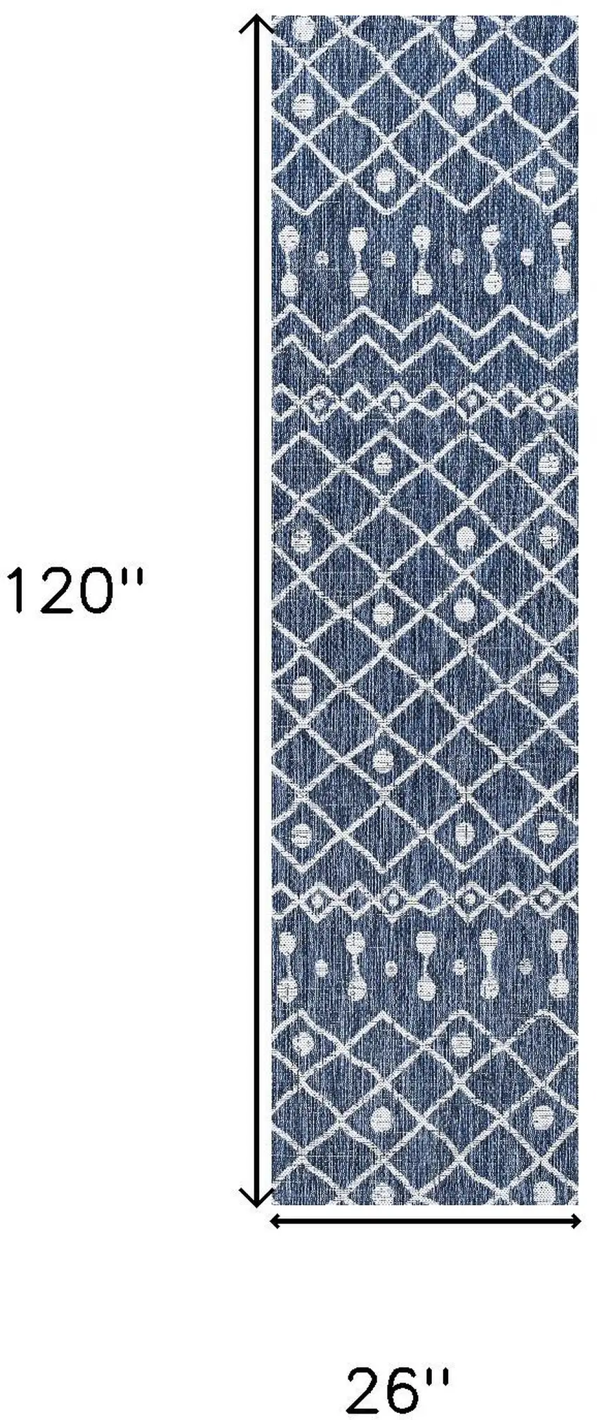 10' Blue And Ivory Trellis Indoor Outdoor Runner Rug Photo 3