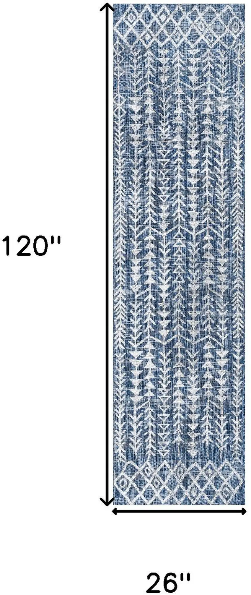 10' Blue And Ivory Trellis Indoor Outdoor Runner Rug Photo 3