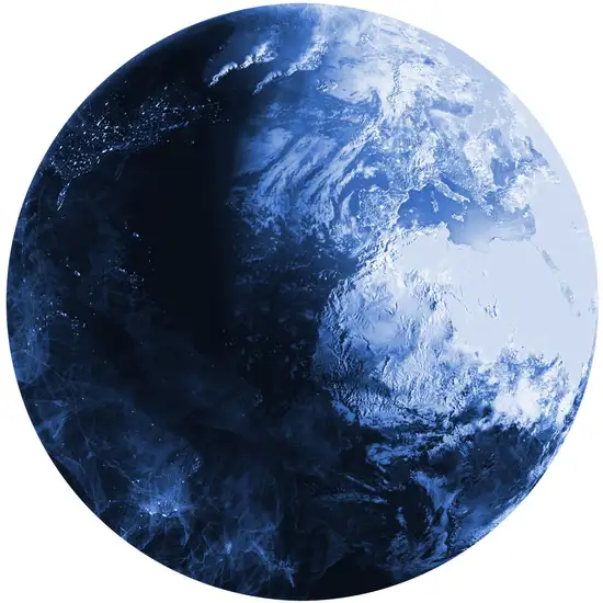 5' Blue And Light Blue Earth Youthful Washable Round Rug Photo 6