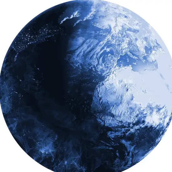 5' Blue And Light Blue Earth Youthful Washable Round Rug Photo 2