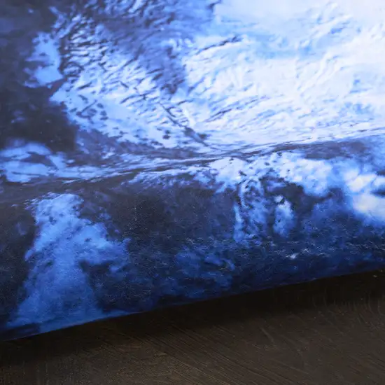 5' Blue And Light Blue Earth Youthful Washable Round Rug Photo 9