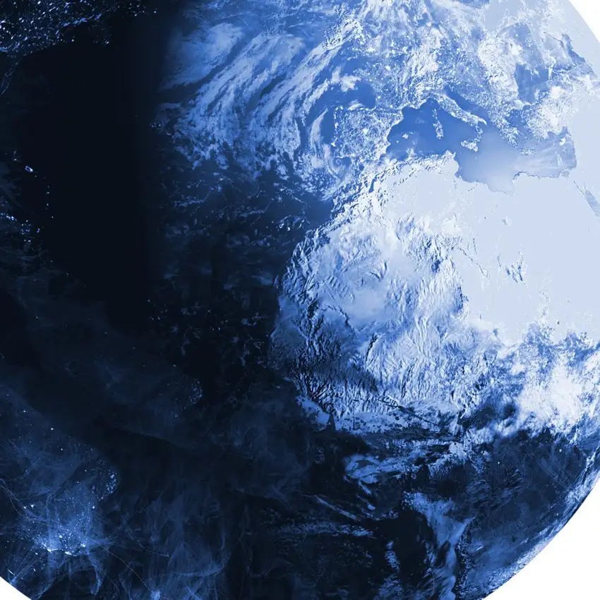 5' Blue And Light Blue Earth Youthful Washable Round Rug Photo 7