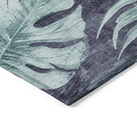 8' Blue And Mint Green Round Floral Washable Indoor Outdoor Area Rug Photo 7