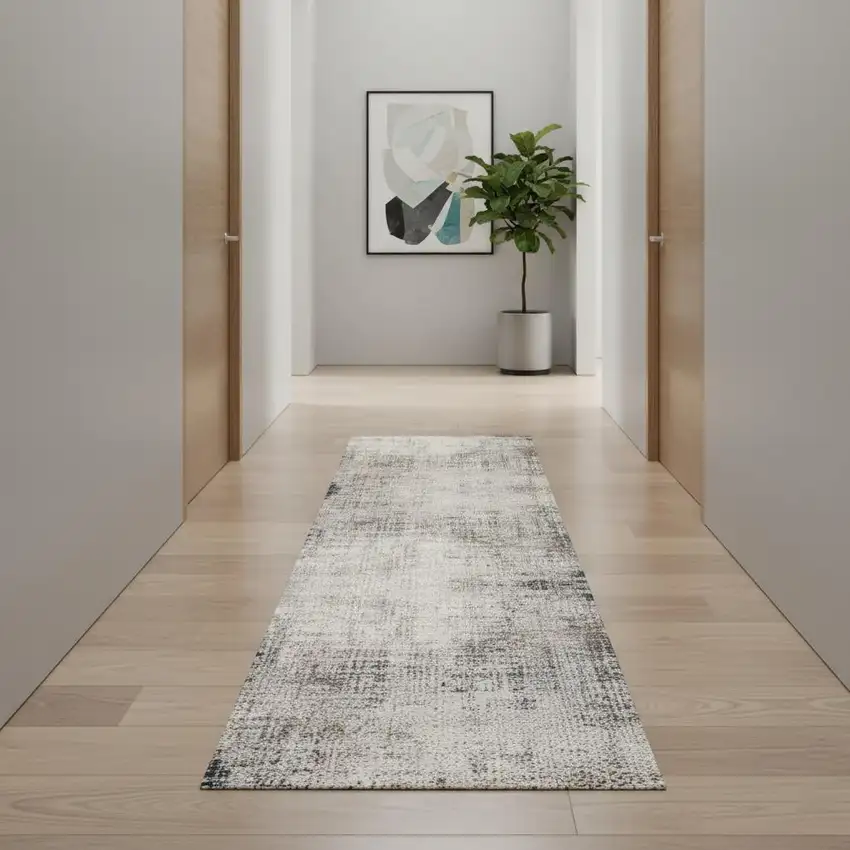 18' Blue And Navy Blue Abstract Runner Rug Photo 2