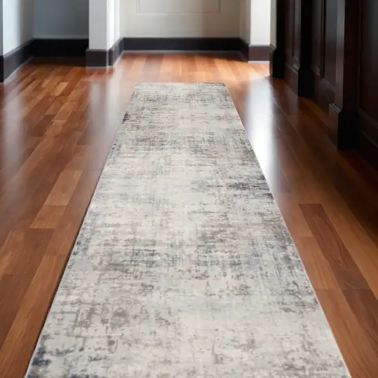 12' Blue And Navy Blue Abstract Runner Rug Photo 1