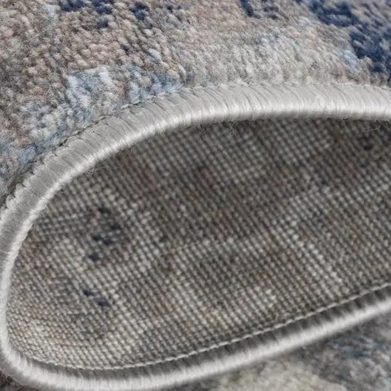 12' Blue And Navy Blue Abstract Runner Rug Photo 8