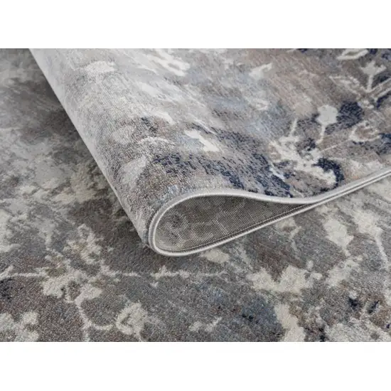 12' Blue And Navy Blue Abstract Runner Rug Photo 6