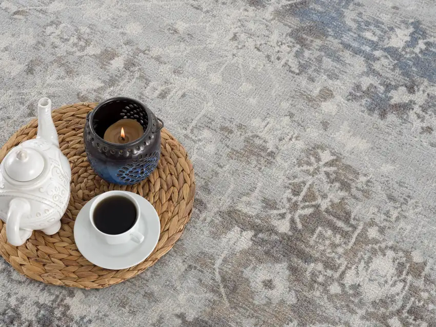 18' Blue And Navy Blue Abstract Runner Rug Photo 8