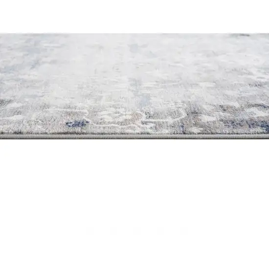 18' Blue And Navy Blue Abstract Runner Rug Photo 6