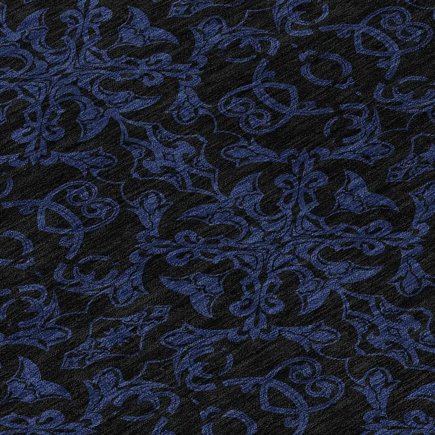 8' Blue And Navy Blue Round Medallion Washable Indoor Outdoor Area Rug Photo 8