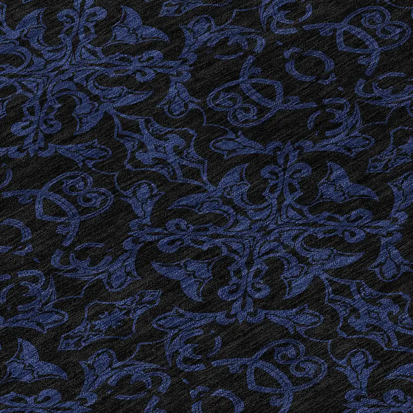 8' Blue And Navy Blue Round Medallion Washable Indoor Outdoor Area Rug Photo 8