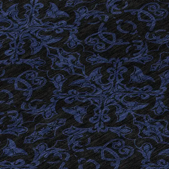8' Blue And Navy Blue Round Medallion Washable Indoor Outdoor Area Rug Photo 8