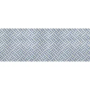 Photo of 6' Blue And Off White Trellis Washable Runner Rug With UV Protection