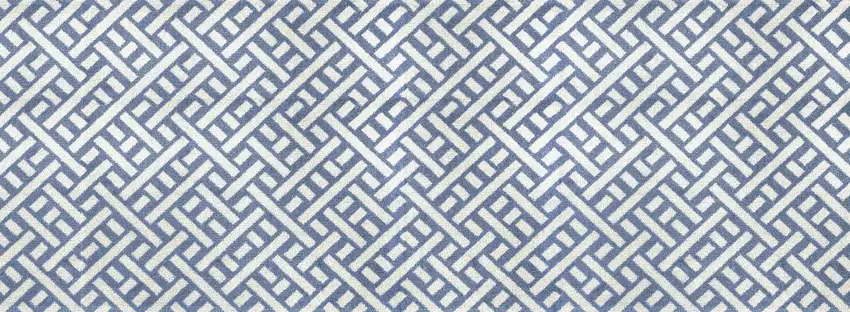 6' Blue And Off White Trellis Washable Runner Rug With UV Protection Photo 2