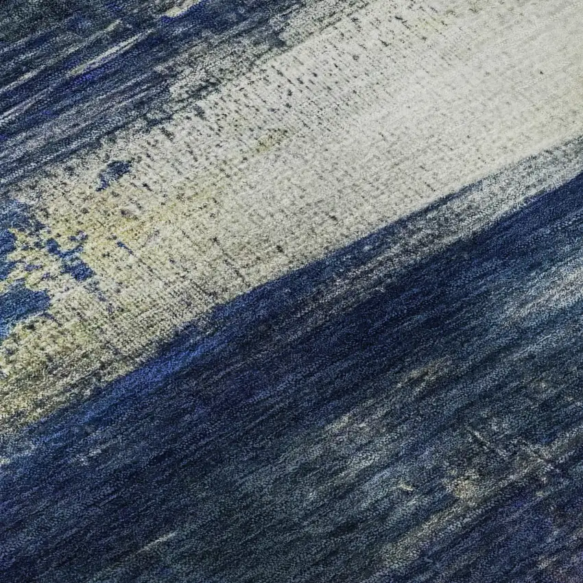 8' Blue And Pink Abstract Washable Round Rug With UV Protection Photo 7