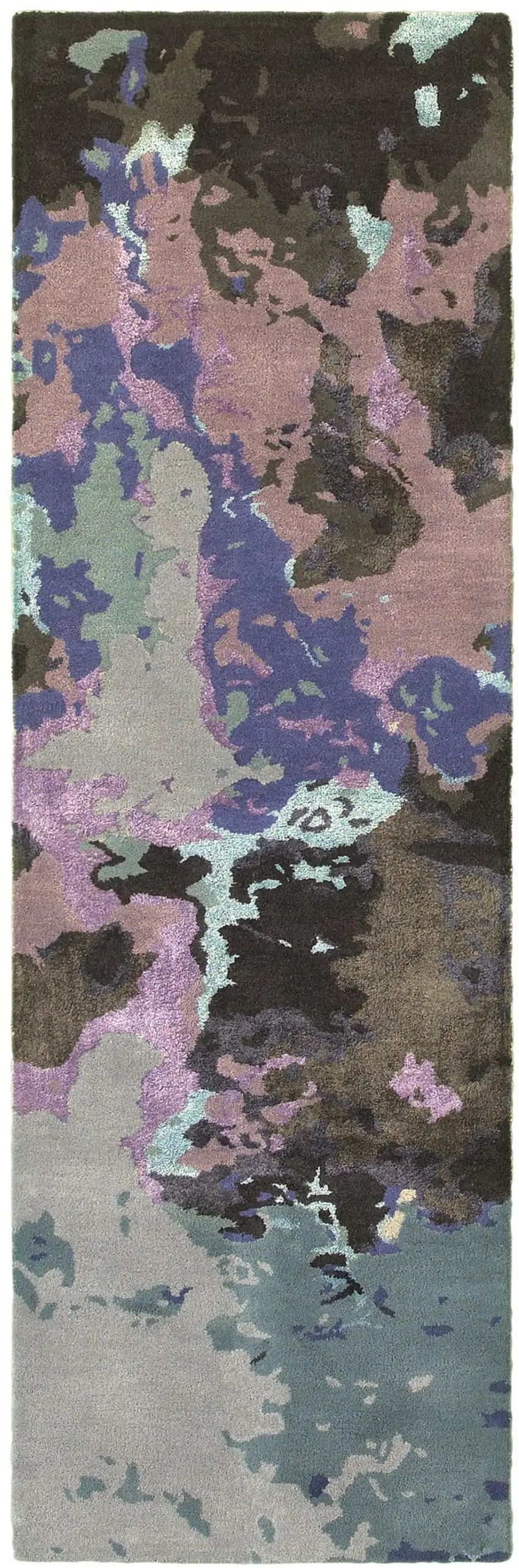 8' Blue And Purple Abstract Hand Tufted Runner Rug Photo 4