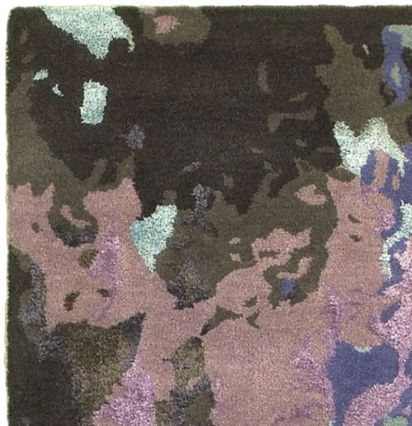 8' Blue And Purple Abstract Hand Tufted Runner Rug Photo 6