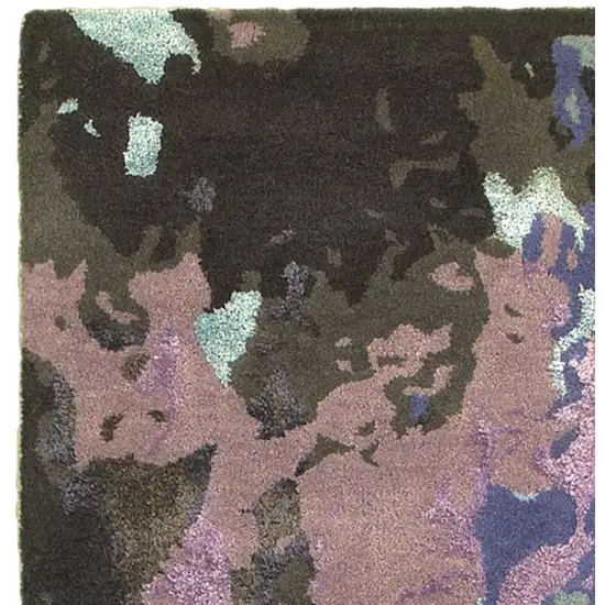 8' Blue And Purple Abstract Hand Tufted Runner Rug Photo 6