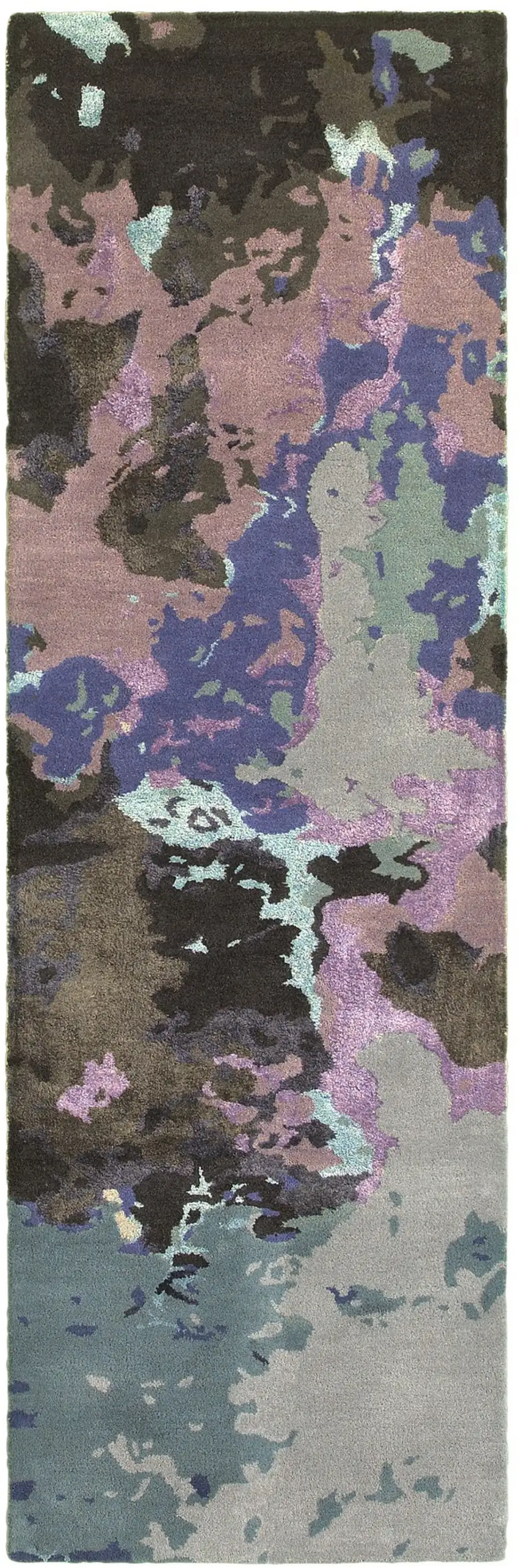 8' Blue And Purple Abstract Hand Tufted Runner Rug Photo 2