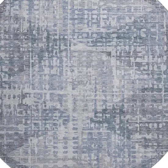 8' Blue And Purple Geometric Washable Round Rug With UV Protection Photo 3