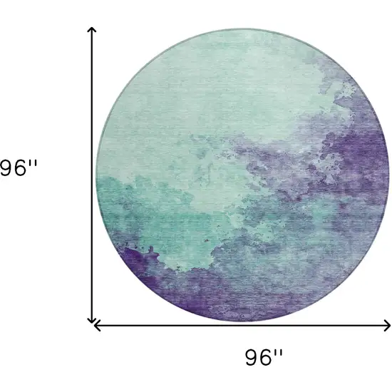 8' Blue And Purple Round Abstract Washable Indoor Outdoor Area Rug Photo 8