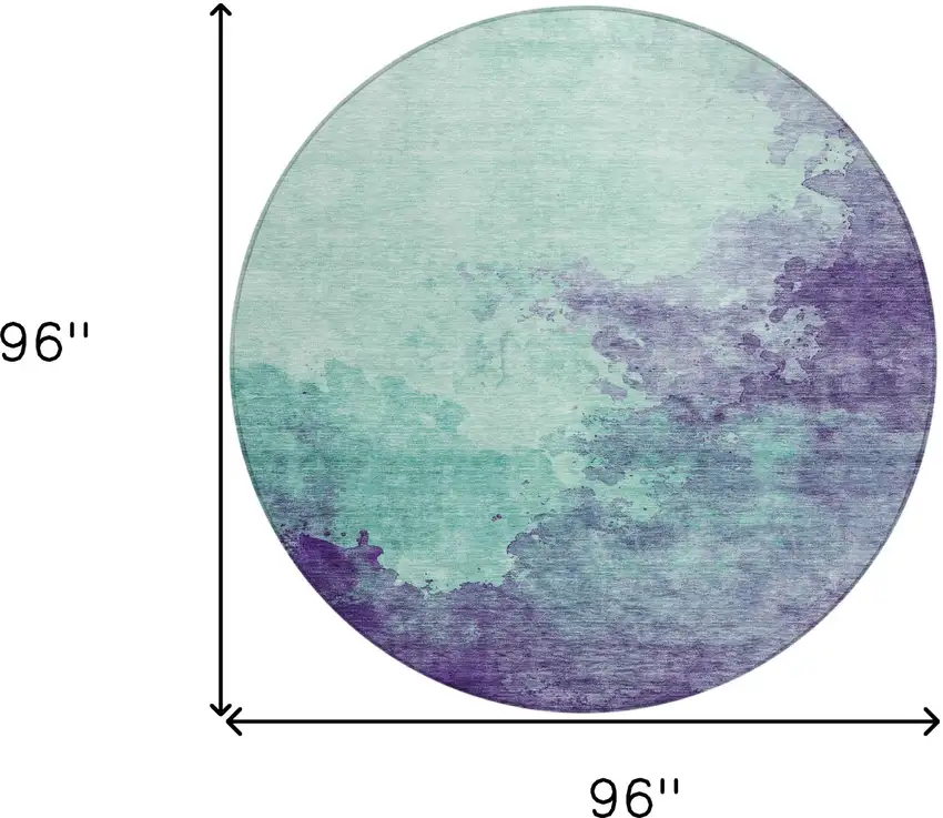 8' Blue And Purple Round Abstract Washable Indoor Outdoor Area Rug Photo 8