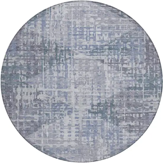 8' Blue And Purple Round Geometric Washable Indoor Outdoor Area Rug Photo 1