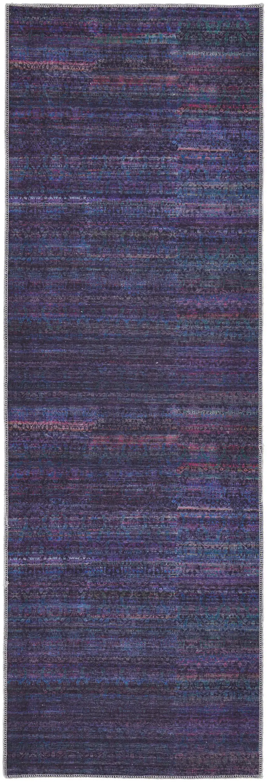 8' Blue And Purple Striped Power Loom Runner Rug Photo 1