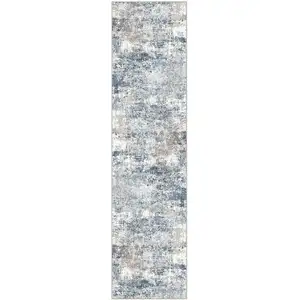Photo of 8' Blue And Red Abstract Washable Area Rug
