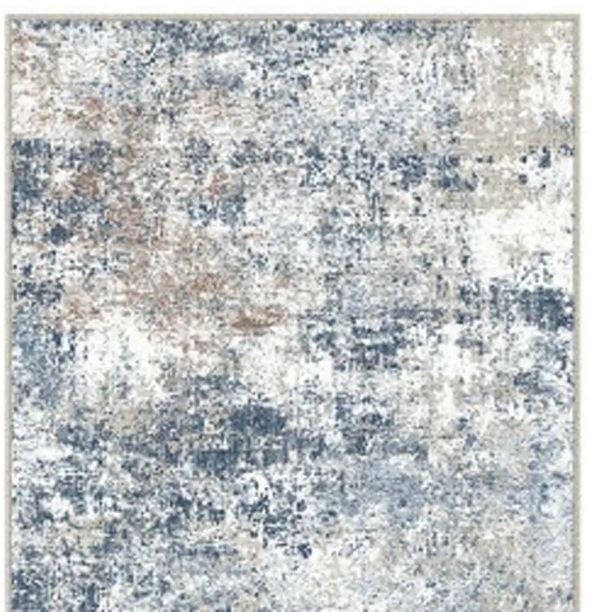 8' Blue And Red Abstract Washable Area Rug Photo 3