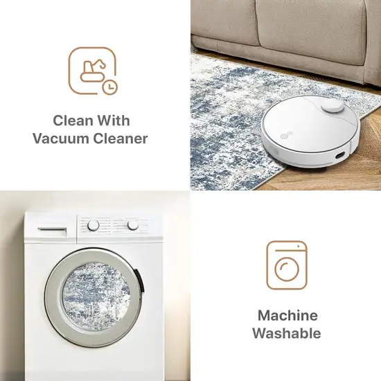 8' Blue And Red Abstract Washable Area Rug Photo 6