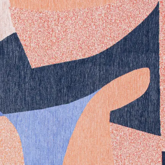 8' Blue And Red Abstract Washable Round Rug Photo 8