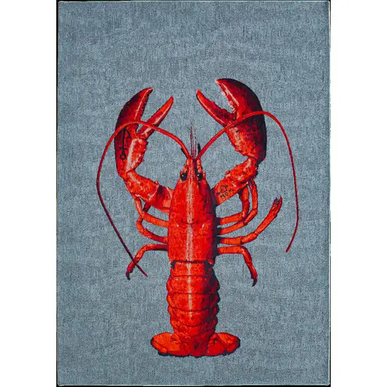 8' Blue And Red Abstract Washable Round Rug Photo 3