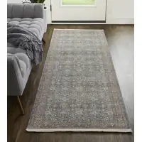 Photo of 12' Blue And Red Floral Power Loom Runner Rug