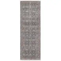 Photo of 8' Blue And Red Floral Power Loom Stain Resistant Runner Rug