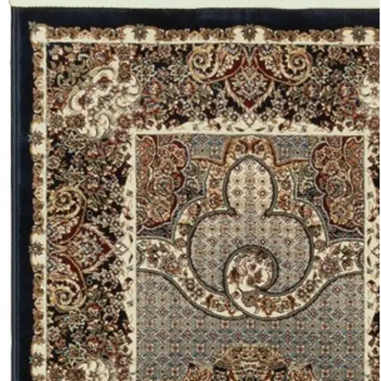 10' Blue And Red Medallion Runner Rug With Fringe Photo 4