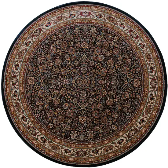 6' Blue And Red Oriental Round Rug Photo 2