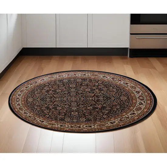 6' Blue And Red Oriental Round Rug Photo 1