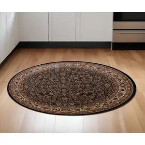 Photo of 6' Blue And Red Oriental Round Rug