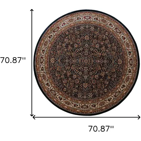 6' Blue And Red Oriental Round Rug Photo 3
