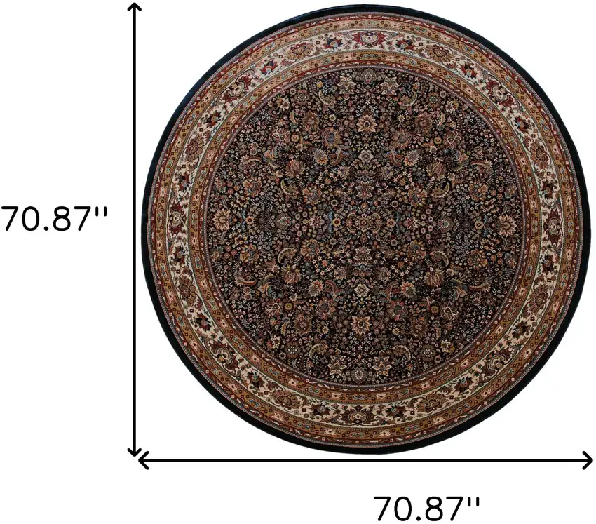 6' Blue And Red Oriental Round Rug Photo 3