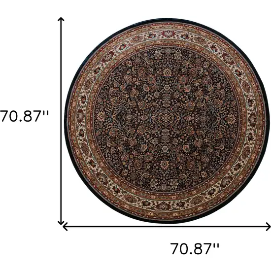 6' Blue And Red Oriental Round Rug Photo 3