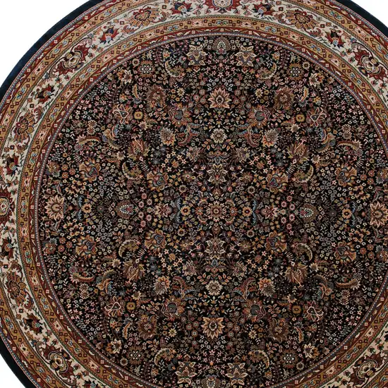8' Blue And Red Oriental Round Rug Photo 4